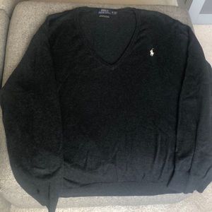 Polo Ralph Lauren lovely charcoal V neck sweater. Lightly worn..